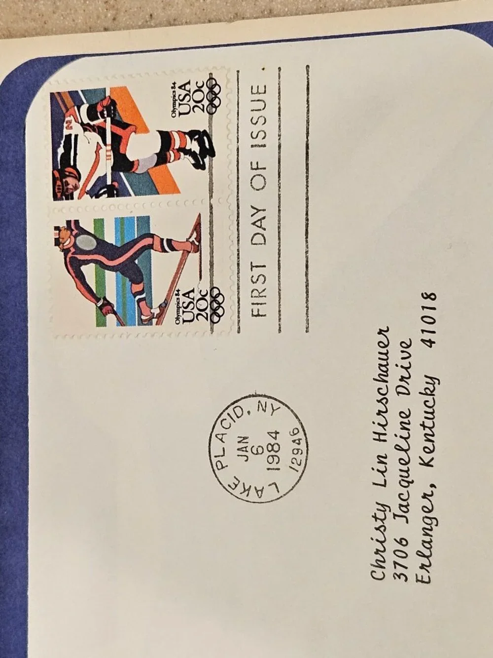 COLLECTIBLE USPS 1ST DAY ISSUE 1984 WINTER OLYMPIC GAMES SKIING HOCKEY STAMP FDC